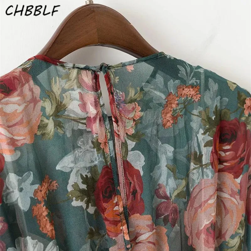 Женское шифоновое платье повседневное свободное миди из двух частей с принтом и