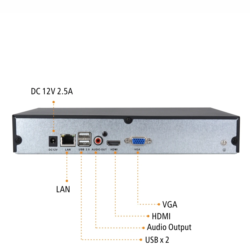 Сетевой видеорегистратор SVNVR 4CH 8CH 2MP H.265 с поддержкой жесткого диска 1x10TB выходом