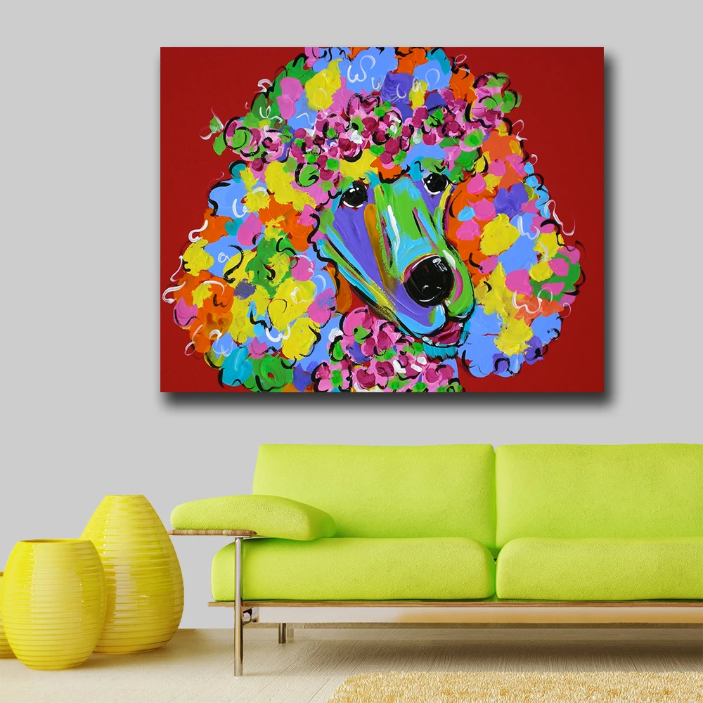 Стены искусства Красочный собака Поп Арт животных картина маслом для Гостиная