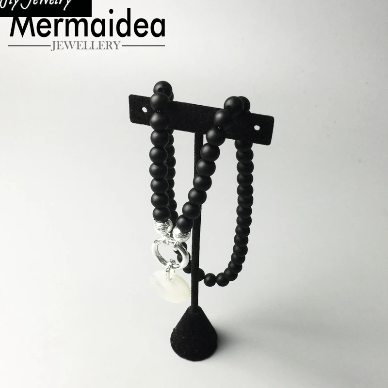 Beads Necklace Obsidian Pendant Carrier Party Trendy European Fashion Gift Jewelry in silver plated Men Women | Украшения и