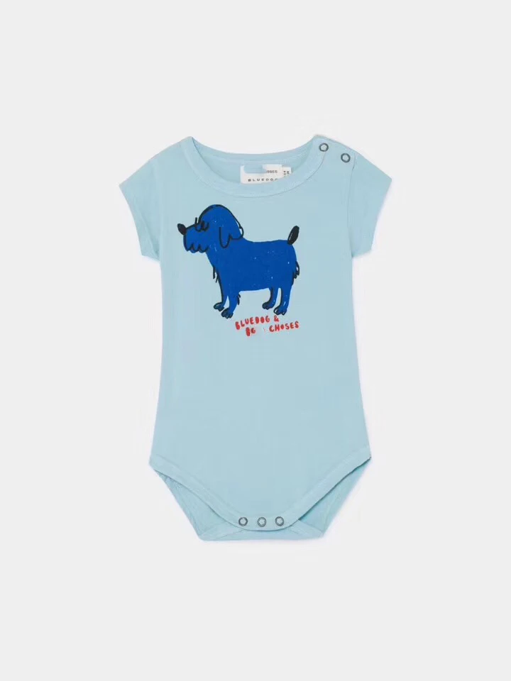 Blue Dog bodysuit BC/ брендовые летние детские хлопковые футболки с рисунком синей собаки для мальчиков и девочек, футболки, одежда - Цвет: Blue Dog bodysuit
