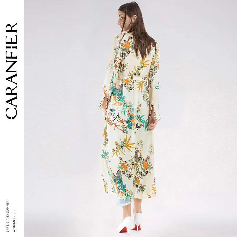 CARANFIER/Летнее белое кимоно красивое платье средней длины с цветком модное рубашка