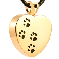 IJD8004 WHOLESALE 10pcs/lot Silver,Gold,Rose Gold,Black Color Stainless Steel Paw Print Heart Pendant CREMATION JEWELRY for Pet