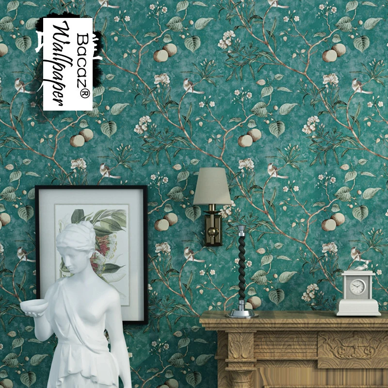 Винтажные 3d фрески в американском стиле рулоны обоев фрукты яблоки цветы и птицы