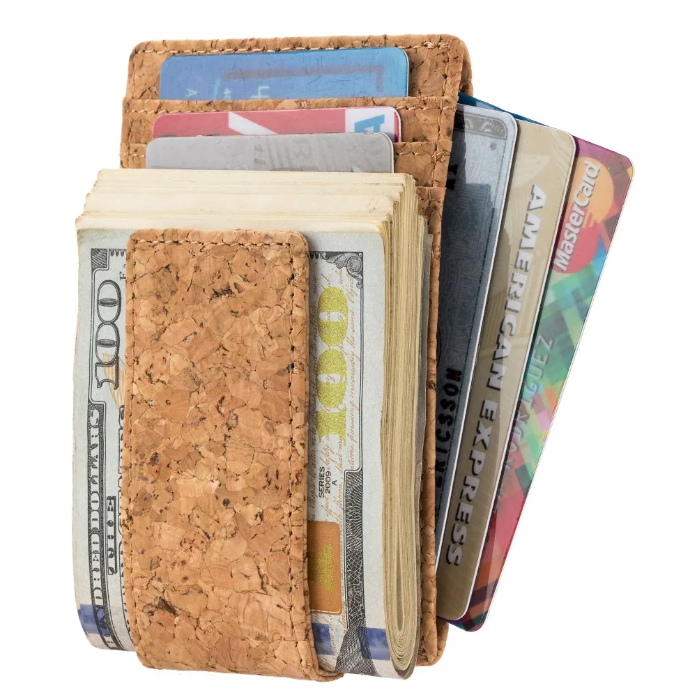 Money Clip Front Pocket Wallet Leather RFID Blocking Strong Magnet thin Red Wine Cork Fabric | Багаж и сумки