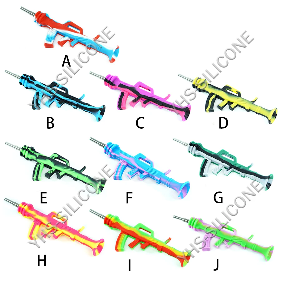 5 шт. AK47 дизайн курительная трубка силиконовый NC комплект Небьющийся силиконовый Dab масло Rig концентрат с титановым гвоздем