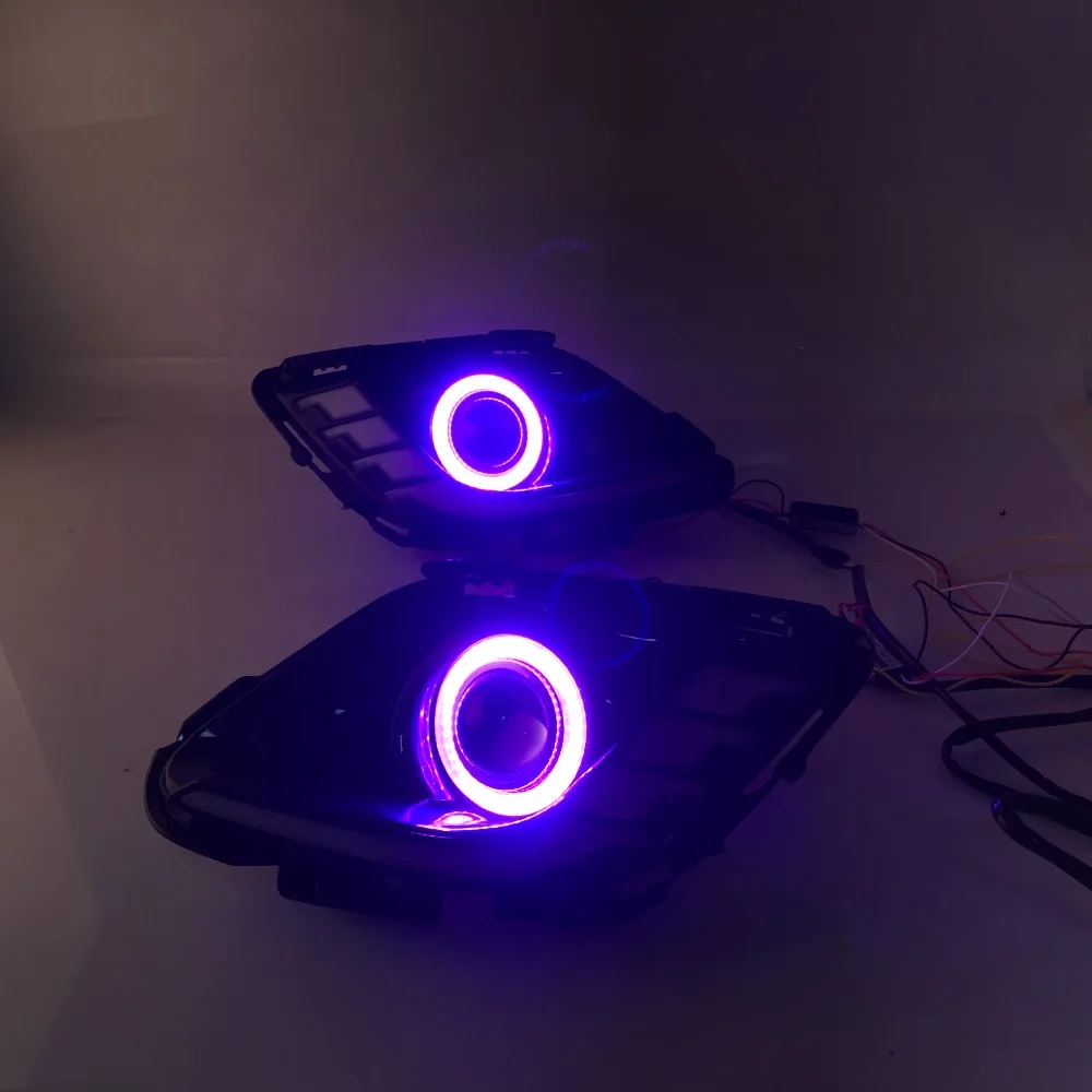 RQXR противотуманная фара вождение свет в сборе для Mazda 6 atenza cob angel eye светодиодные дневные ходовые огни сигнал поворота синий ночной режим