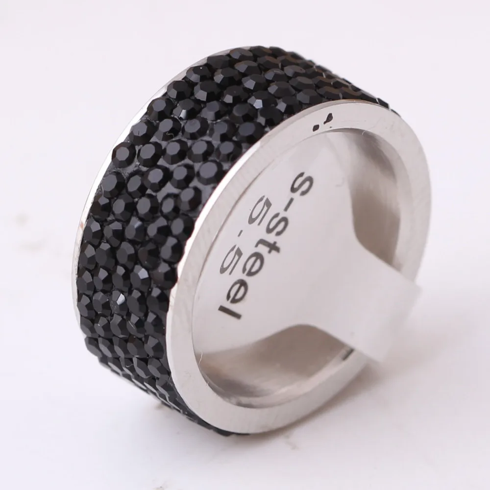 Wholesale jewelry gift Free Shipping rings for women Black Crystal Delicate Stainless Steel Lady Ring | Украшения и аксессуары