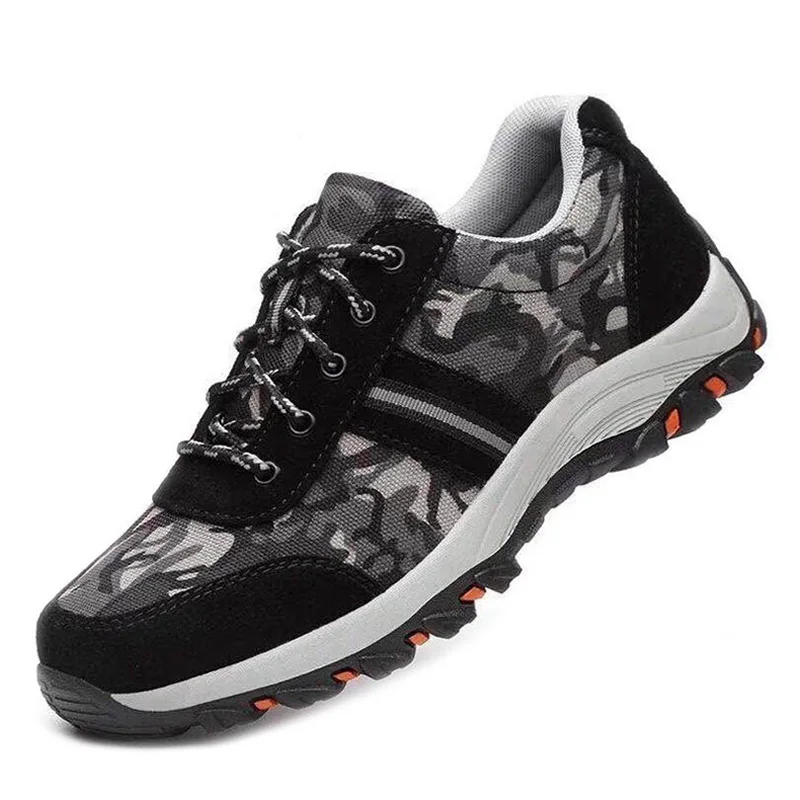 Летняя мужская обувь рабочие ботинки безопасные со стальным носком дышащая