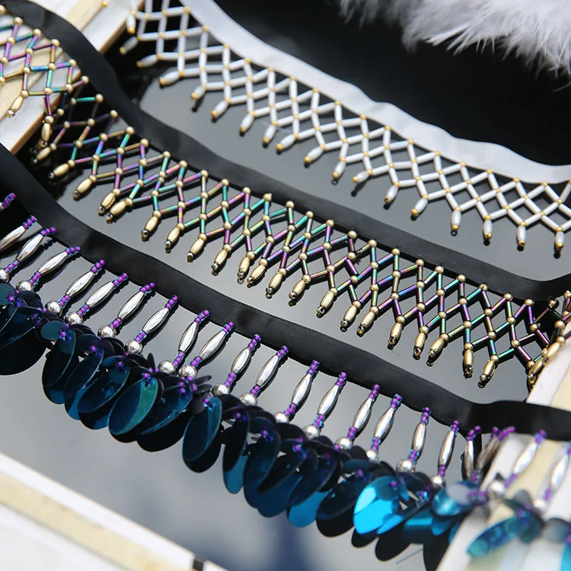 Высококачественное кружевное платье с бусинами 1 м декоративные аксессуары для