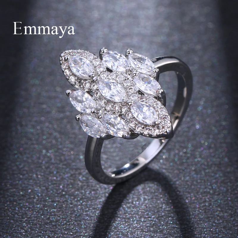 Женские Помолвочные кольца Emmaya серебряного цвета с фианитом AAA ювелирные