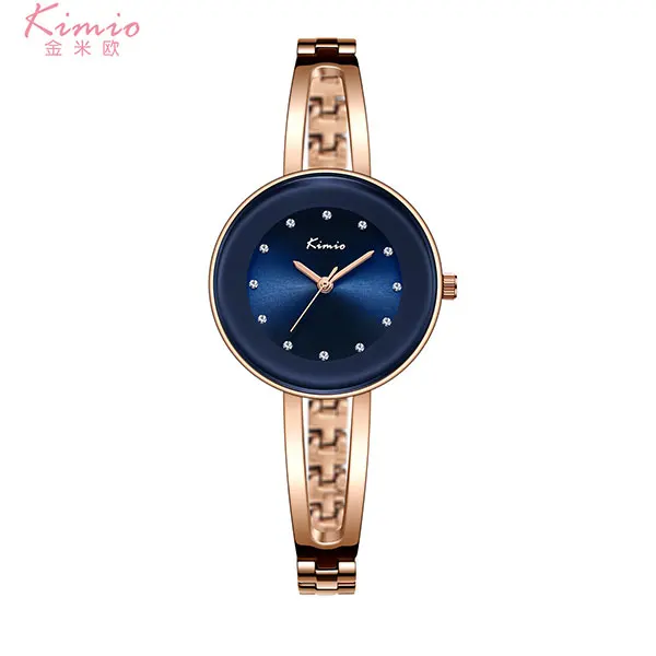 rose-gold-blue Модные женские кварцевые часы от бренда KIMIO, часы с браслетом, роскошные женские часы, подарок, часы под платье, наручные часы, квадратный чехол - Цвет: rose-gold-blue