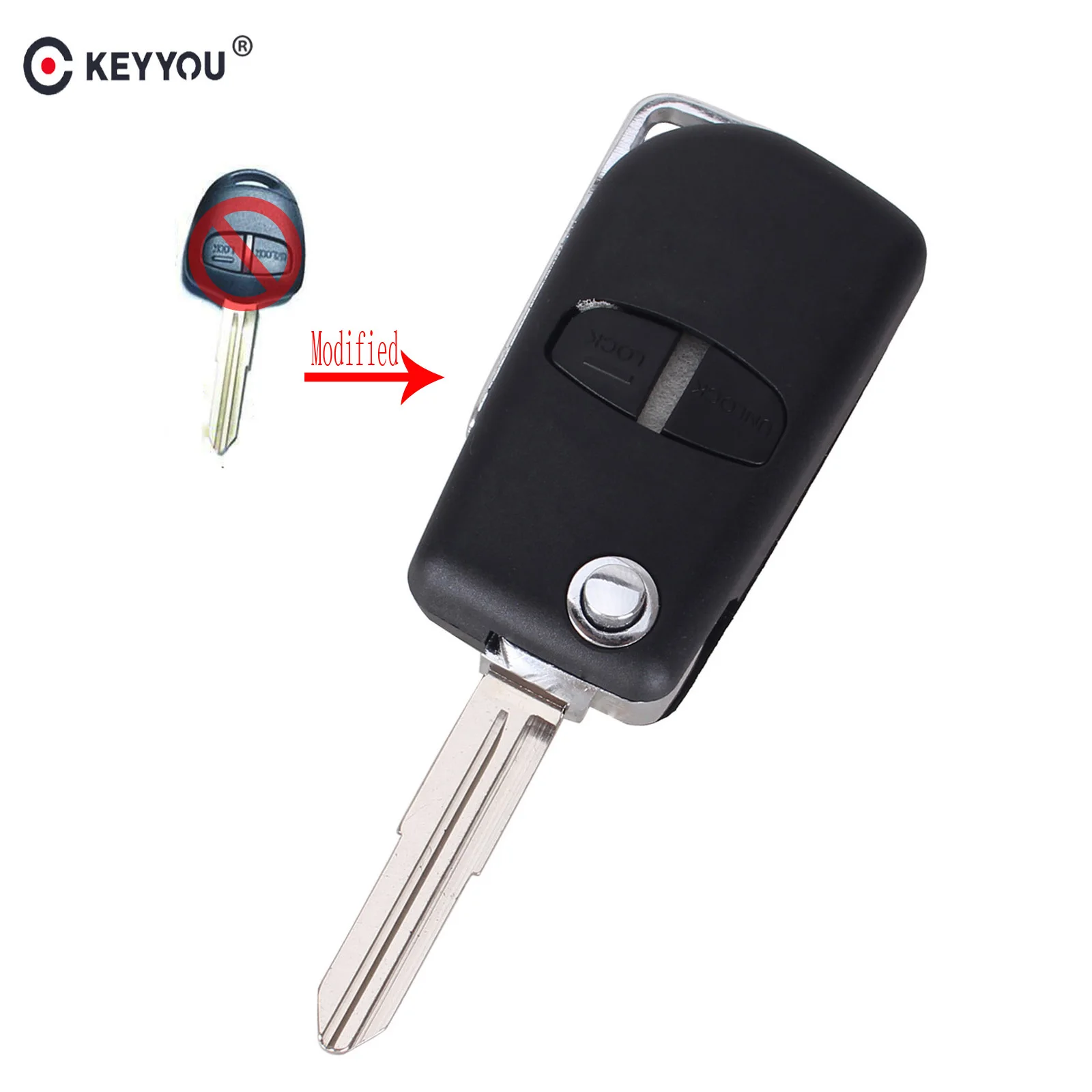 Модифицированный складной дистанционный ключ KEYYOU 10X с 2 кнопками чехол для Mitsubishi