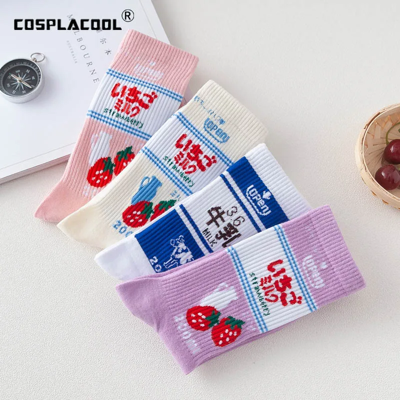 Хлопковые смешные носки [COSPLACOOL] с принтом в виде клубники|Носки| |