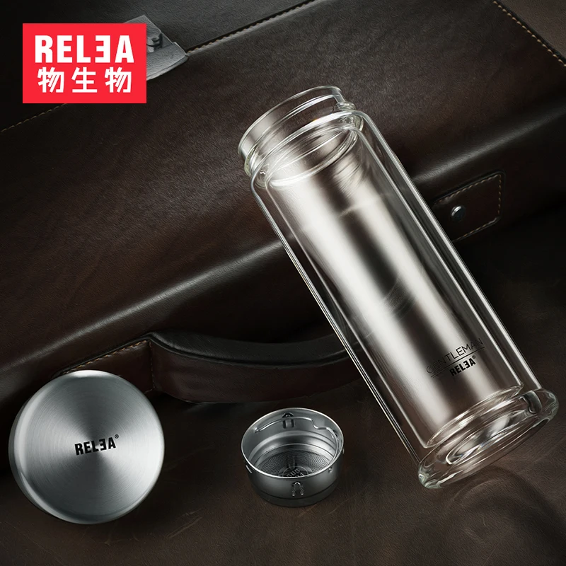 Портативная Хрустальная колба для воды и чая стеклянный стакан с двойными