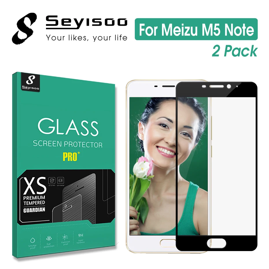 

[2 Pack] 100% Original Seyisoo 2.5D 9H Full Cover Tempered Glass Screen Protector For Meizu M5 Note 5 Note5 Meilan M5note Film