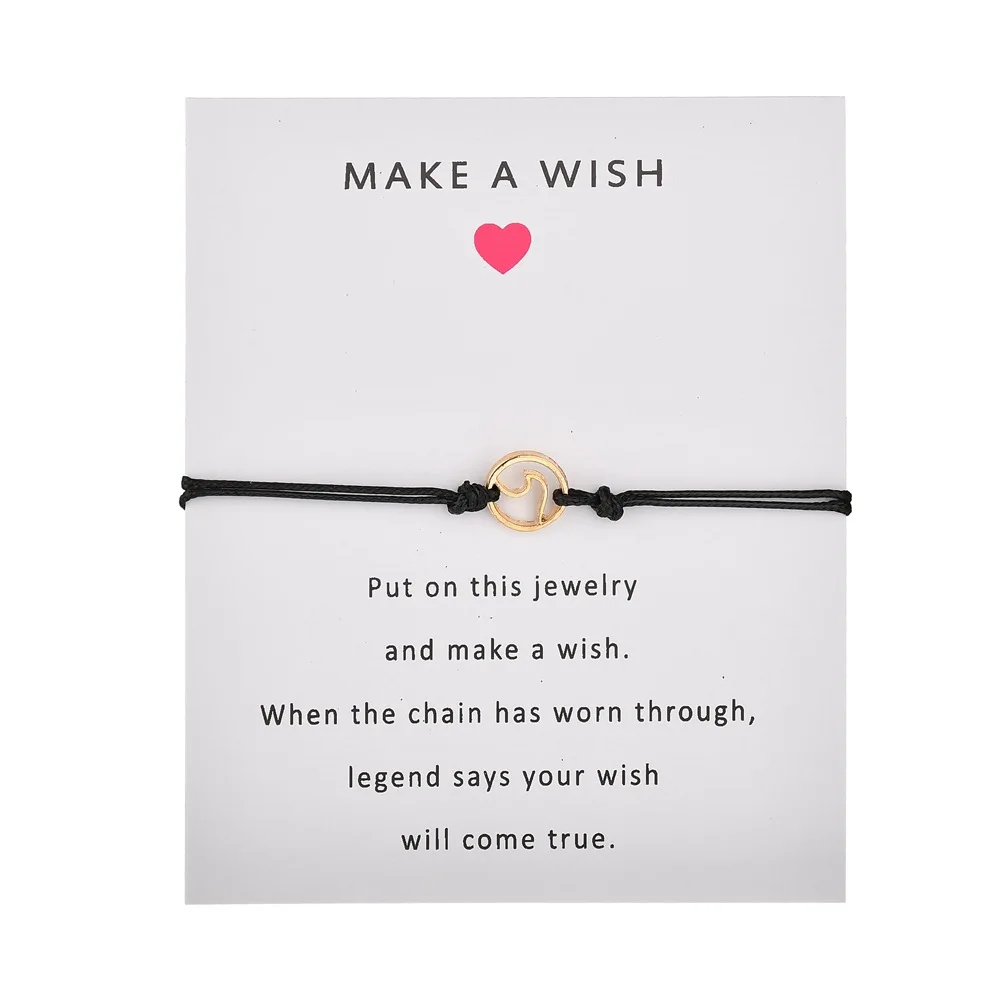 Золотая подвеска в виде волн Make a Wish браслеты для девочек обручальные свадебные с