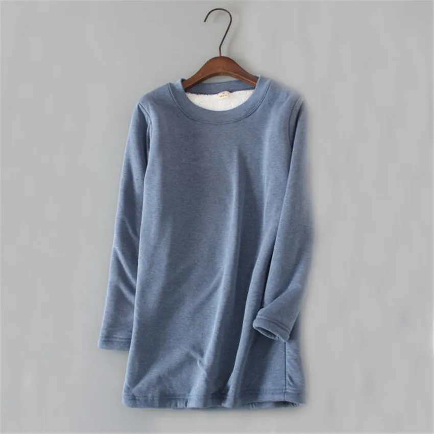 Sanishroly Women Midi Long T-Shirts Tee Autumn Winter Warm Thick Velvet T Shirt Ladies Sleeve Shirts Tops Plus Size SE223 | Женская