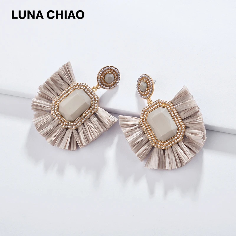 Женские серьги из рафии LUNA CHIAO новые модные подвески ювелирные изделия весна лето