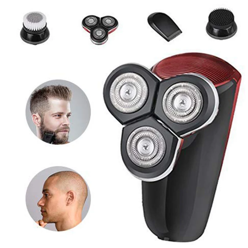 JINDING 4 In 1 Men's Electric Shaver Razor Beard Shaver Hair Trimmer Bald Washable Facial Cleansing Machine USB Rechargeable