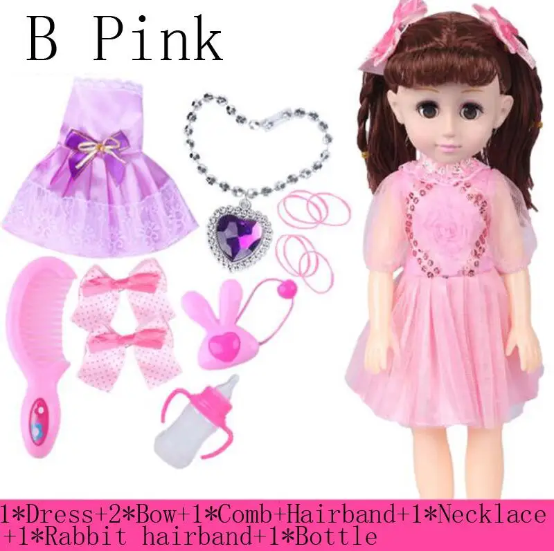 Новая говорящая кукла девочка принцесса детская игрушка dressup моделирование подарок на день рождения игрушки около 41 см - Цвет: B Pink