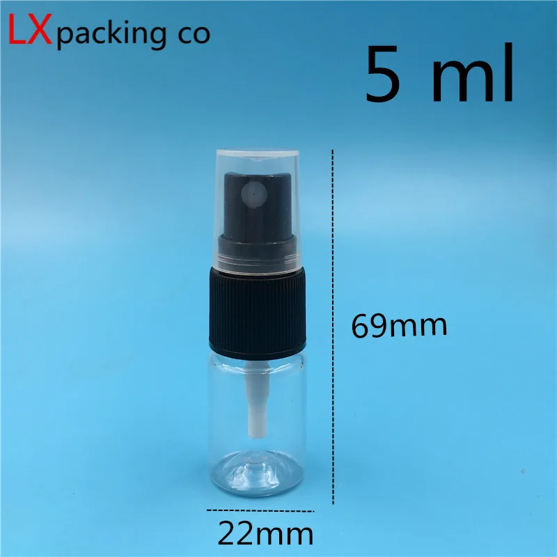 5 ml 50 шт. 10 30 50 60 100 мл прозрачные бутылки с распылителем черный распылитель парфюмерный парфум косметические контейнеры 50 шт - Цвет: 5 ml