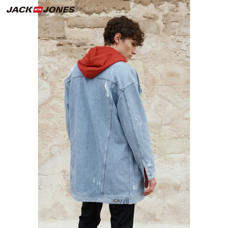 Мужской джинсовый Тренч JackJones длинный средней длины из 100% хлопка уличная одежда