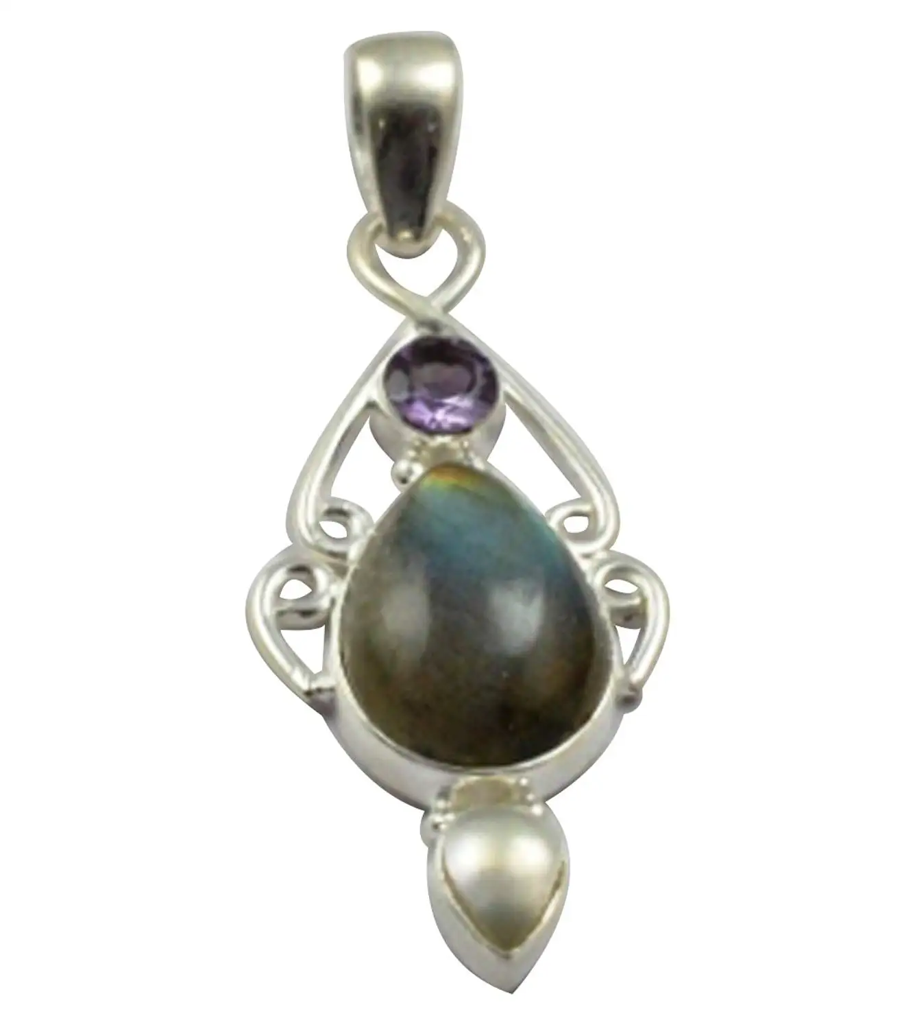 Подвеска Lovegem Nature Labradorite & Pearl из стерлингового серебра 925 пробы 50 6 мм