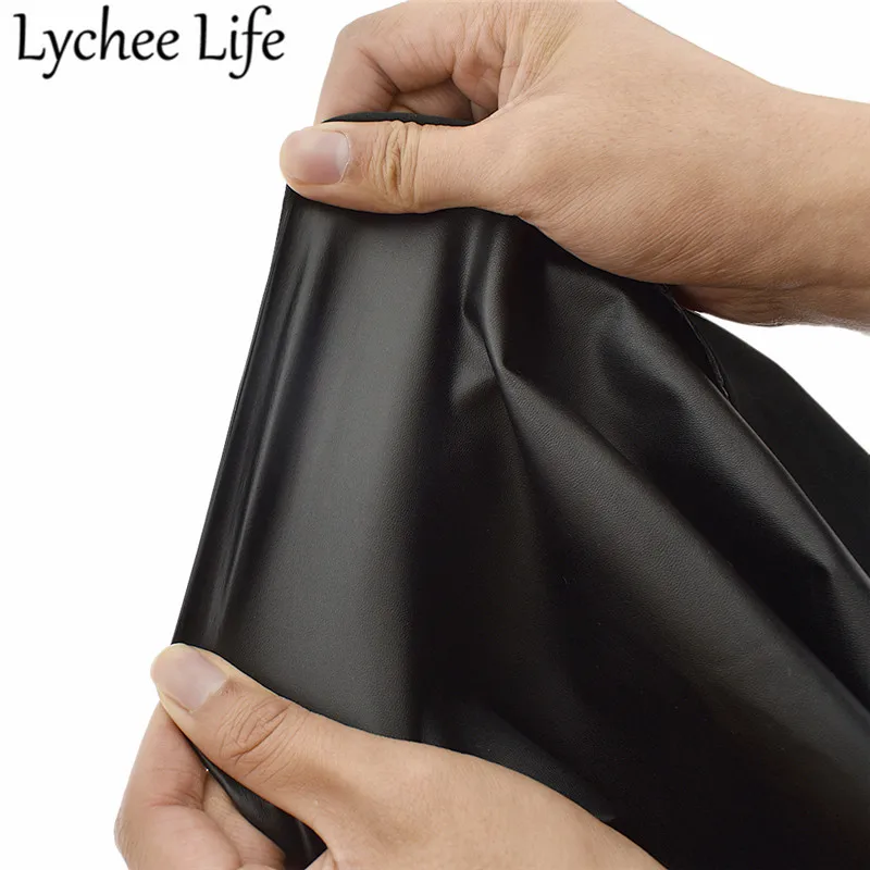 Lychee Life стрейч искусственная кожа ткань черный 100x150 см искусственная ткань DIY Ручная работа современная одежда текстиль швейная одежда аксессуары