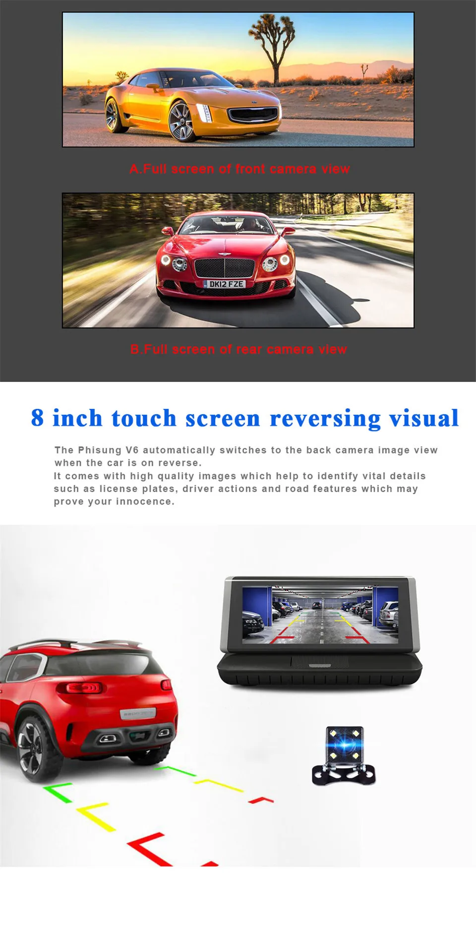 8 ''4G 1080P ADAS Android автомобильный видеорегистратор радио зеркало монитор рекордер Wifi камера с GPS Две камеры видеорегистратор для автомобиля/грузовика