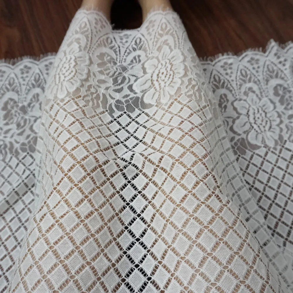 

HOT gride style clothing fabric eyelash lace! Women summer dress winter gowns making high end lace fabric 3 Meters/piece!