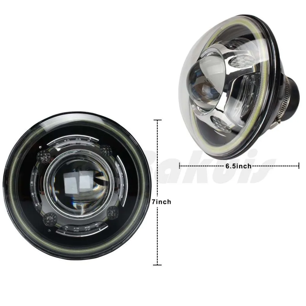 For HummerH1 7inch LED Starry Headlights with Devil Demon Halo Angel Eye for Jeep Wrangler 97-16 CJ | Car Headlight Assembly