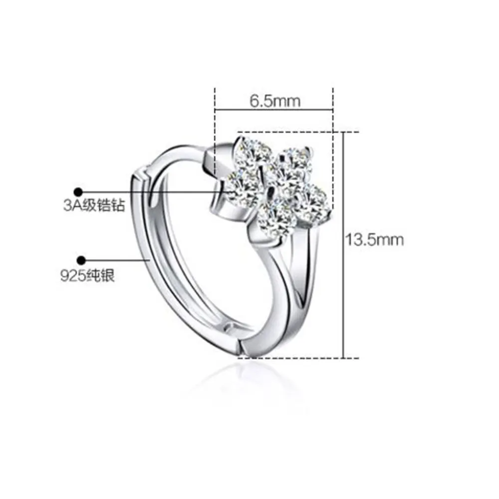 Женские серьги гвоздики в виде снежинки ANENJERY 925 пробы серебро циркон E12|flower stud