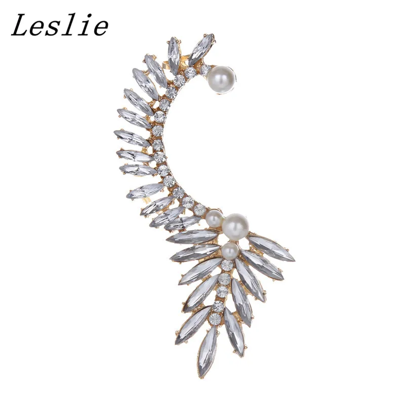 2016 новые модные большие преувеличенные серьги каффы с кристаллами и жемчугом в