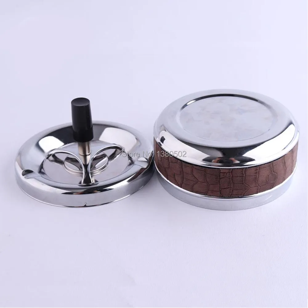 Stainles steel unique design pressing smokeless cigarette ashtray with lids cenicero | Дом и сад