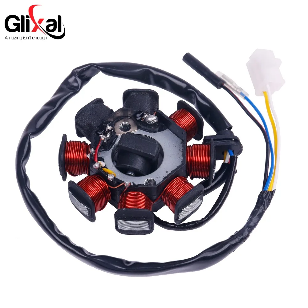 Glixal GY6 49cc 50cc 8-Катушка МАГНЕТО СТАТОР генератора для 139QMB 139QMA китайский скутер мопед двигателя(двойной катушки зажигания