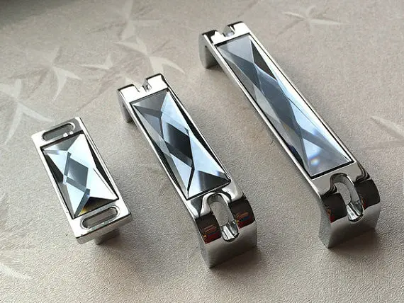 1,2" 3,75" " 6,3" стеклянные ручки для ящиков комода тянет ручка хром Серый Серебряный Кристалл Шкаф ручки 32 96 128 160