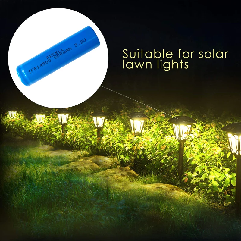 

8pcs/lot PKCELL Lifepo4 Rechargeable Battery 3.2V 14500 AA SIZE 600MAH IFR14500 Lithium Batteries for Cameras