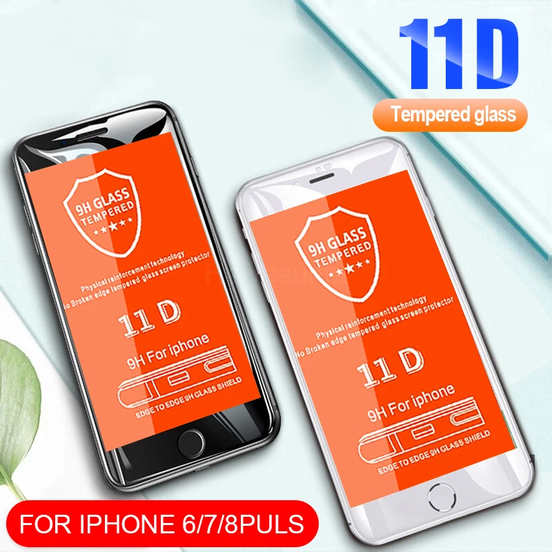 11D закругленные края защитное стекло на IPhone 7 8 6 6s Plus закаленное экрана для
