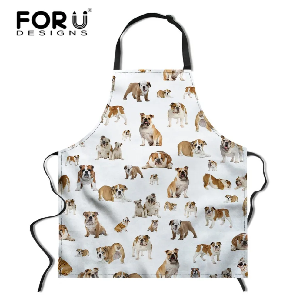 FORUDESIGNS/мопса смешной фартук для кухни женщин и взрослых хлопок мужчин аксессуары