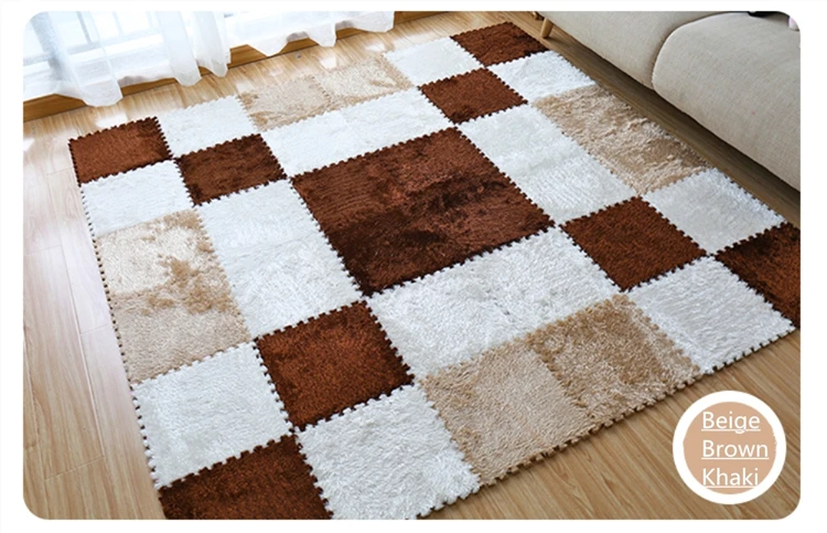 RAYUAN один кусок 30x30 см EVA пена DIY коврик-пазл длинные ворсинки ворсинок ворсистой ковер плюшевый мягкий коврик для детей детский игровой коврик