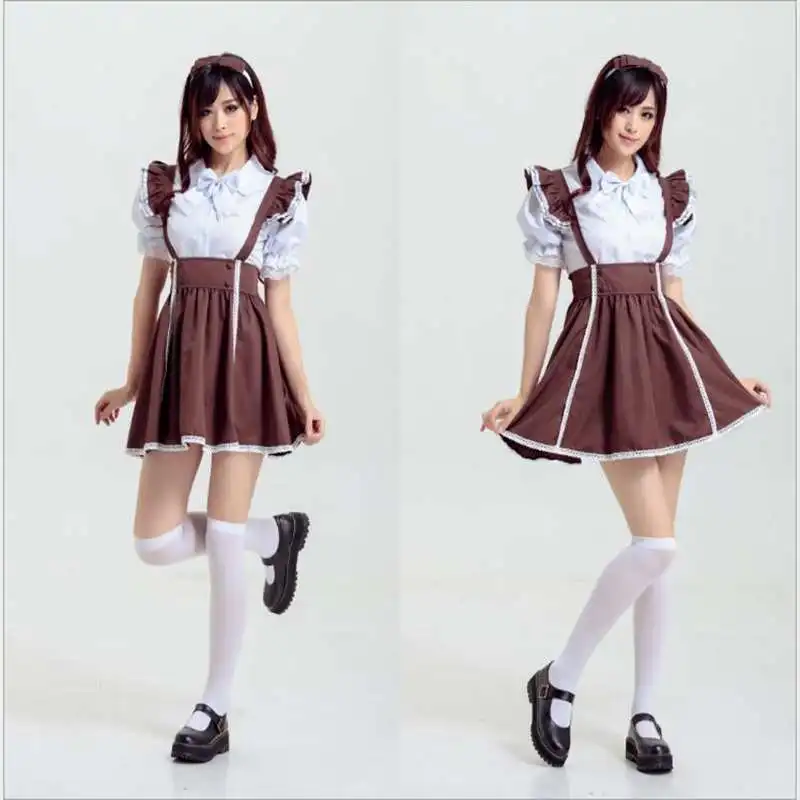 Костюмы для косплея на Хэллоуин коричневый цвет аниме одежда горничной экспорт