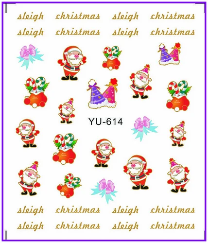 

1X Nail Sticker Cute Xmas Santa Clause Water Transfers Stickers Nail Decals Stickers Water Decal Opp Sleeve Packing YU614