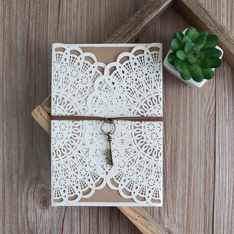 100 компл. Новый дизайн элегантные белые складные цветочные узоры лазерная резка
