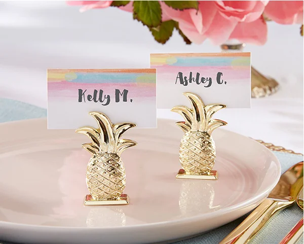 Акция 50 шт./лот Свадебные Сувениры Золотой АНАНАС держатель для карт украшение