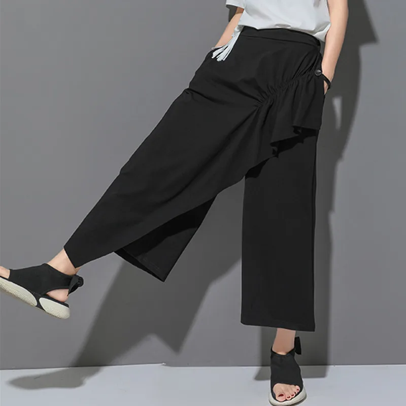 Женские свободные брюки ASYMSAY повседневные в Корейском стиле с оборками и
