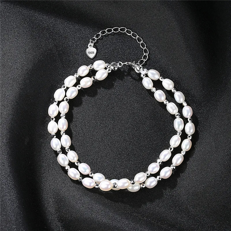 Женский браслет из серебра 100% пробы с натуральным жемчугом |