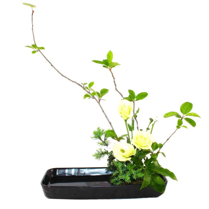 

Zen Flowers Arrange Hydroponic Flower Pot Tabletop Vase Coarse Pottery Kenzan Ikebana Fruit Plate Tea Tray Vintage Home Decor