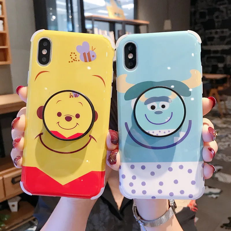 For iPhone XS Max XR X Cartoon case Stitch winnie toy story Soft back 8plus 7 7p 6S 6P Monsters cover + stander |