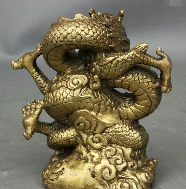 Миф Китай Фэн Шуй Медь Латунь Успех Зодиака Злой Дракон Бог Статуя Скульптура|statue